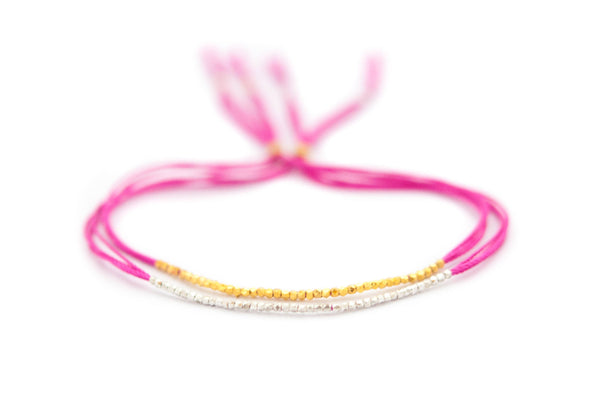 Hot Pink Silk Friendship Bracelet - Vivien Frank Designs