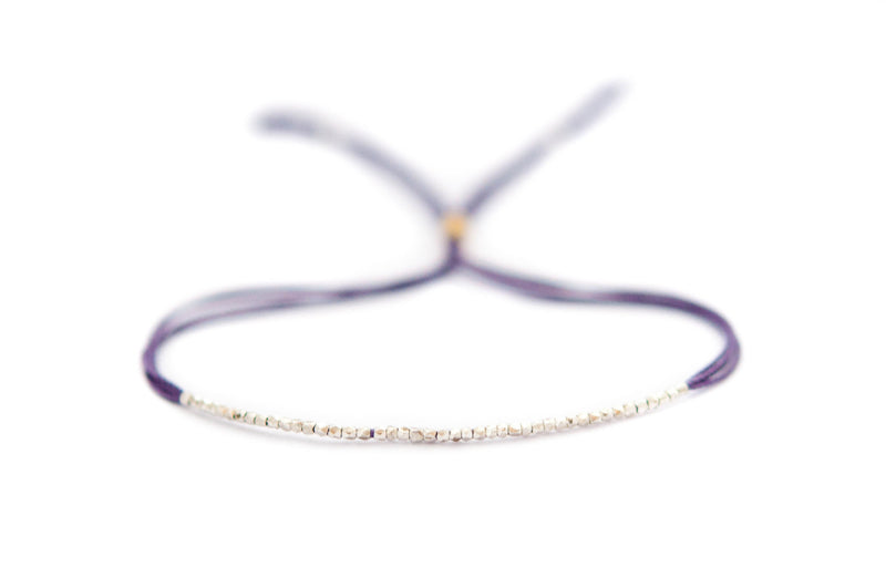 Plum Silk on Silver friendship bracelet - Vivien Frank Designs