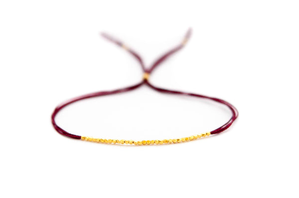 Red on Gold Silk Friendship Bracelet - Vivien Frank Designs