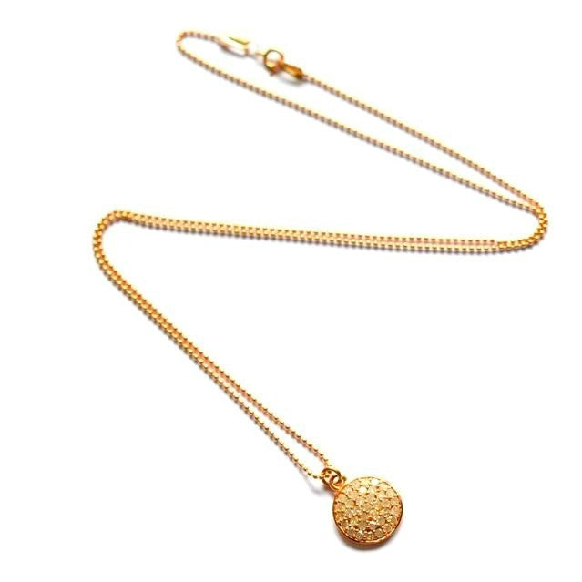 Diamond Disc Necklace 14k yellow gold - Vivien Frank Designs