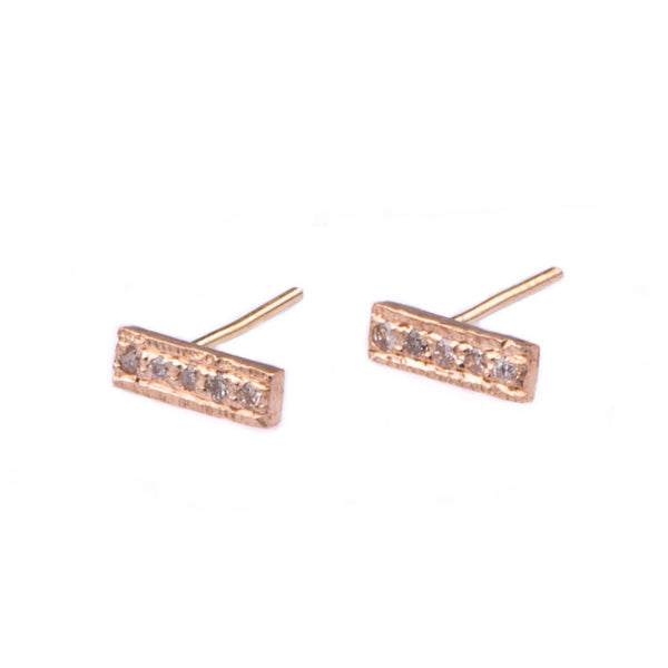 Diamond Bar Earring Stud - Vivien Frank Designs