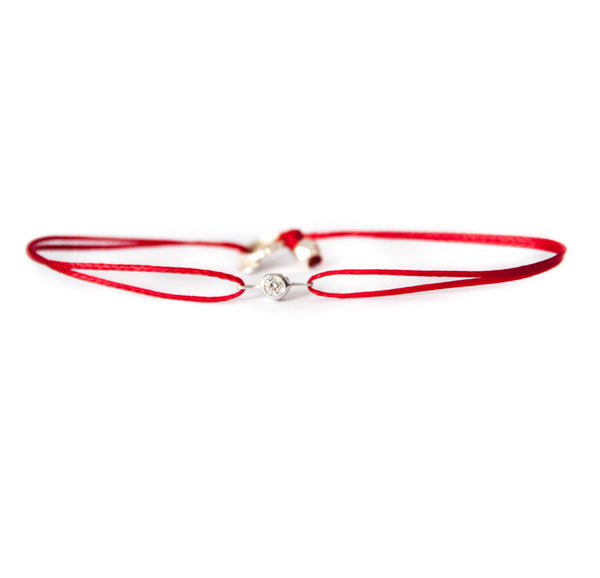 Diamond Solitaire cord Bracelet 14k white gold - Vivien Frank Designs