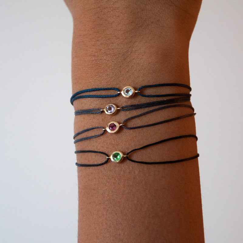 Amertine Gemstone Solitaire cord Bracelet - Vivien Frank Designs