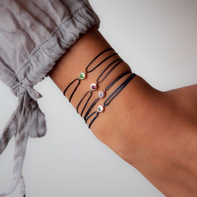 Amertine Gemstone Solitaire cord Bracelet - Vivien Frank Designs