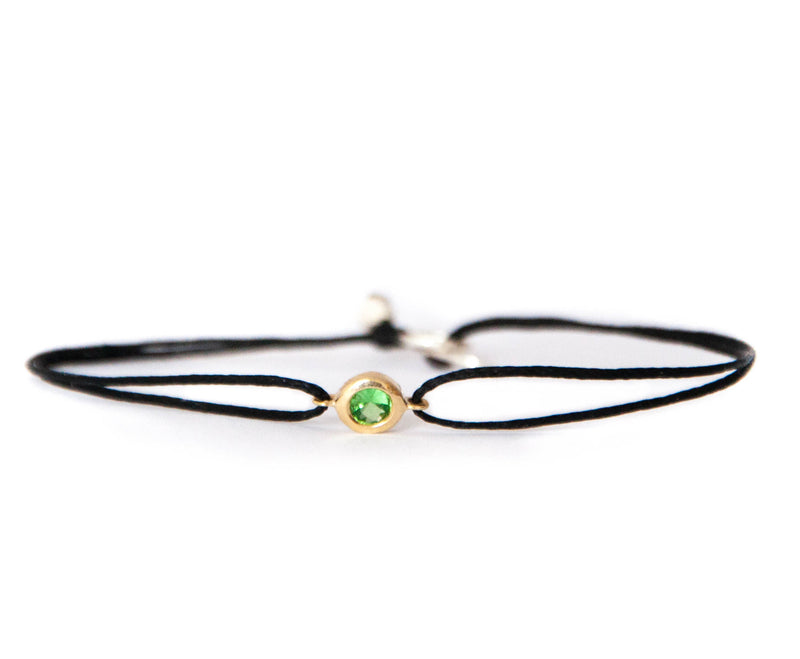 Tsavorite Gemstone Solitaire cord Bracelet - Vivien Frank Designs