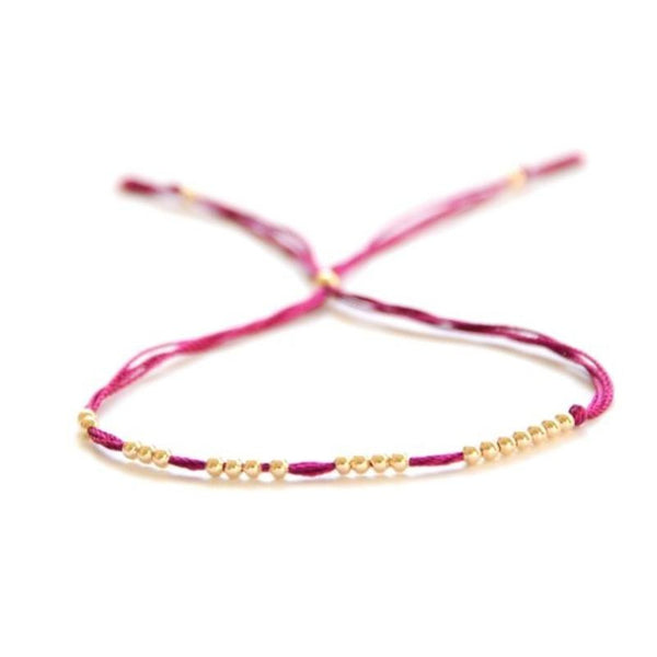 14k solid gold beaded friendship bracelet - Vivien Frank Designs