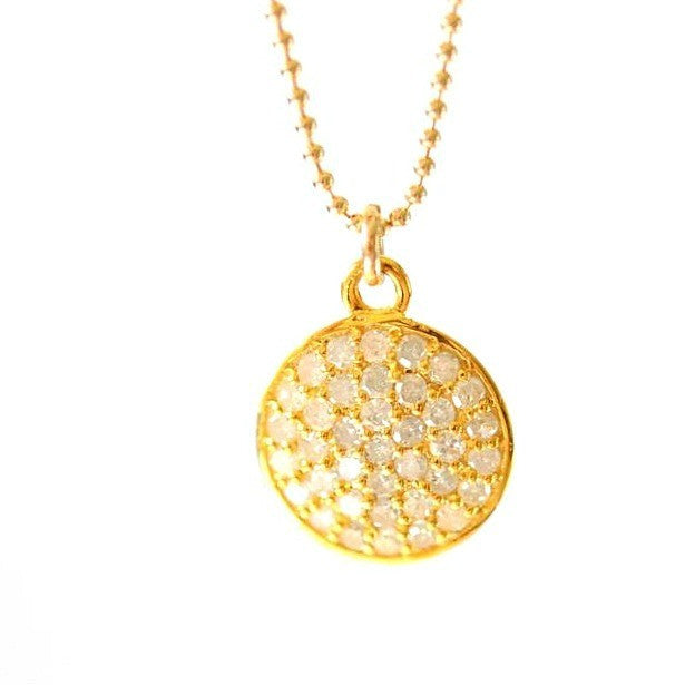 Diamond Disc Necklace 14k yellow gold - Vivien Frank Designs