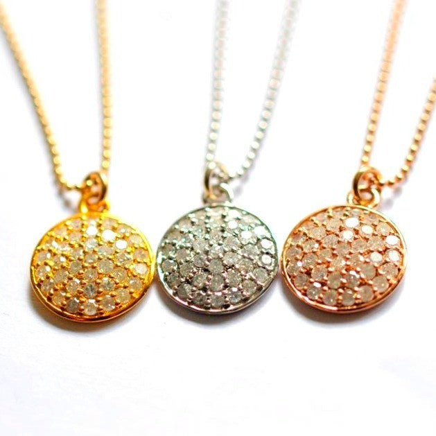 Diamond Disc Necklace 14k yellow gold - Vivien Frank Designs