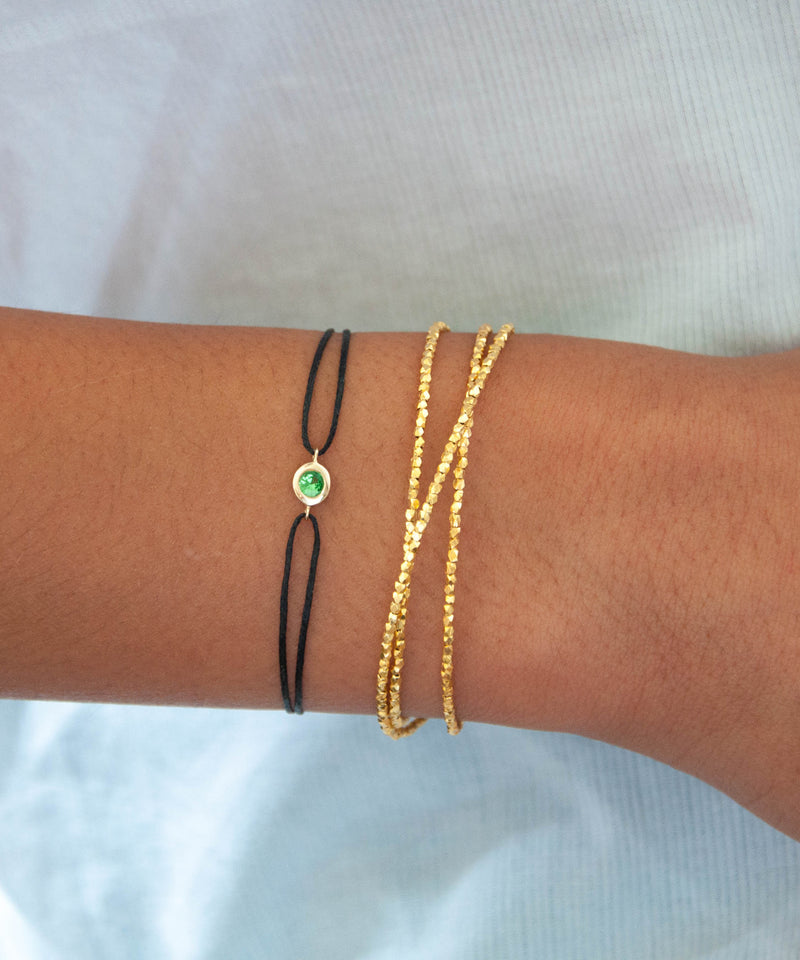 Aquamarine Gemstone Solitaire cord Bracelet - Vivien Frank Designs