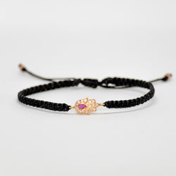 Gold Hamsa Bracelet with Ruby - Vivien Frank Designs