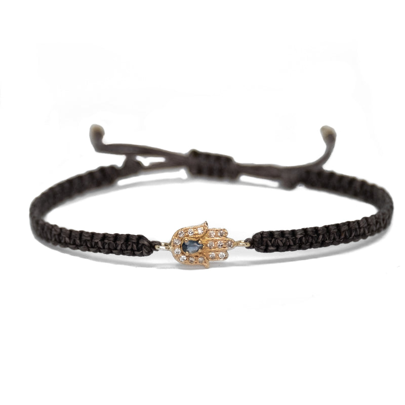 Gold Hamsa Bracelet with Sapphire - Vivien Frank Designs