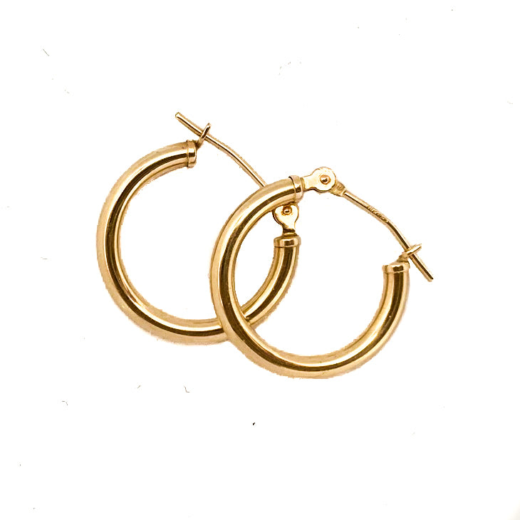 14k Gold Hoop Earrings 16mm - Vivien Frank Designs