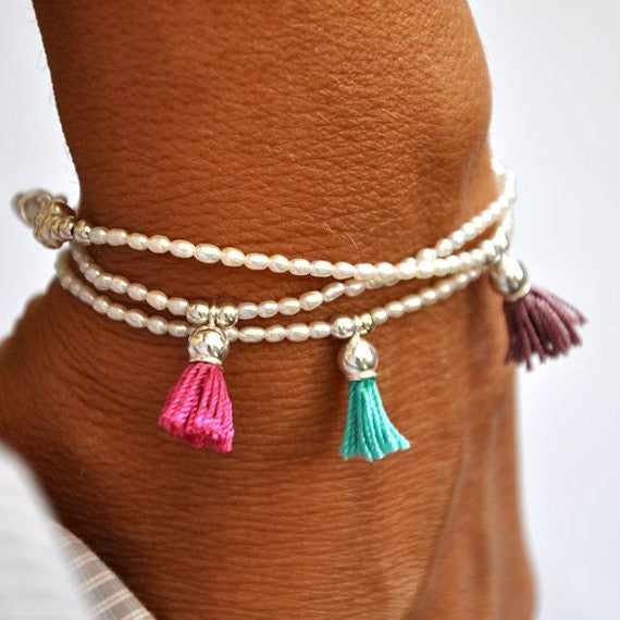 Pearl tassel bracelet - Vivien Frank Designs