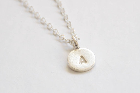 Tiny Silver initial necklace - Vivien Frank Designs