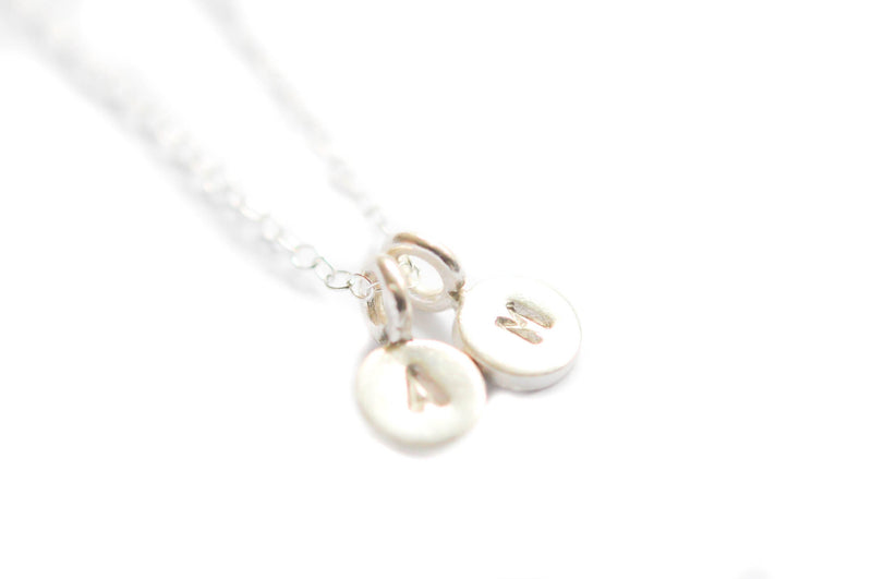 Silver Tiny initial necklace - two charms - Vivien Frank Designs