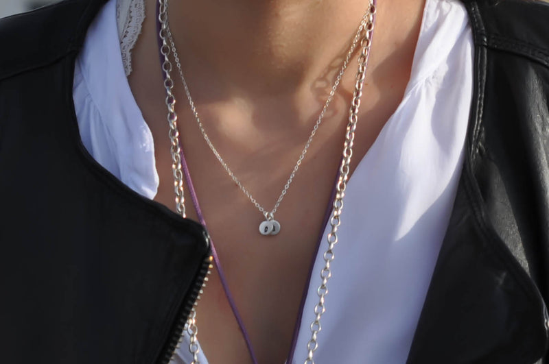 Silver Tiny initial necklace - three charms - Vivien Frank Designs