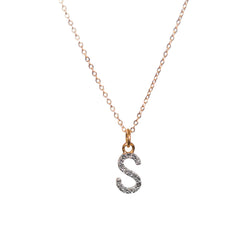 14k solid gold Diamond Initial Necklace A-Z - Vivien Frank Designs