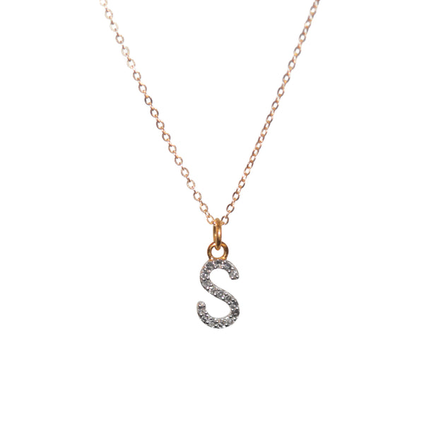 14k solid gold Diamond Initial Necklace A-Z - Vivien Frank Designs