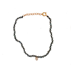 Labradorite knotted diamond charm bracelet - Vivien Frank Designs