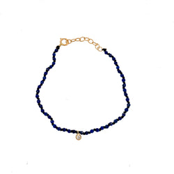 Lapis Lazuli gemstone knotted diamond charm bracelet - Vivien Frank Designs