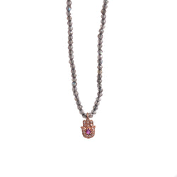Gold Hamsa Necklace with Labradorite - Vivien Frank Designs