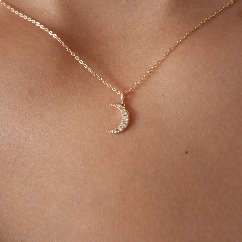 Gelin Crescent Moon Star Necklace in 14K Gold – Gelin Diamond