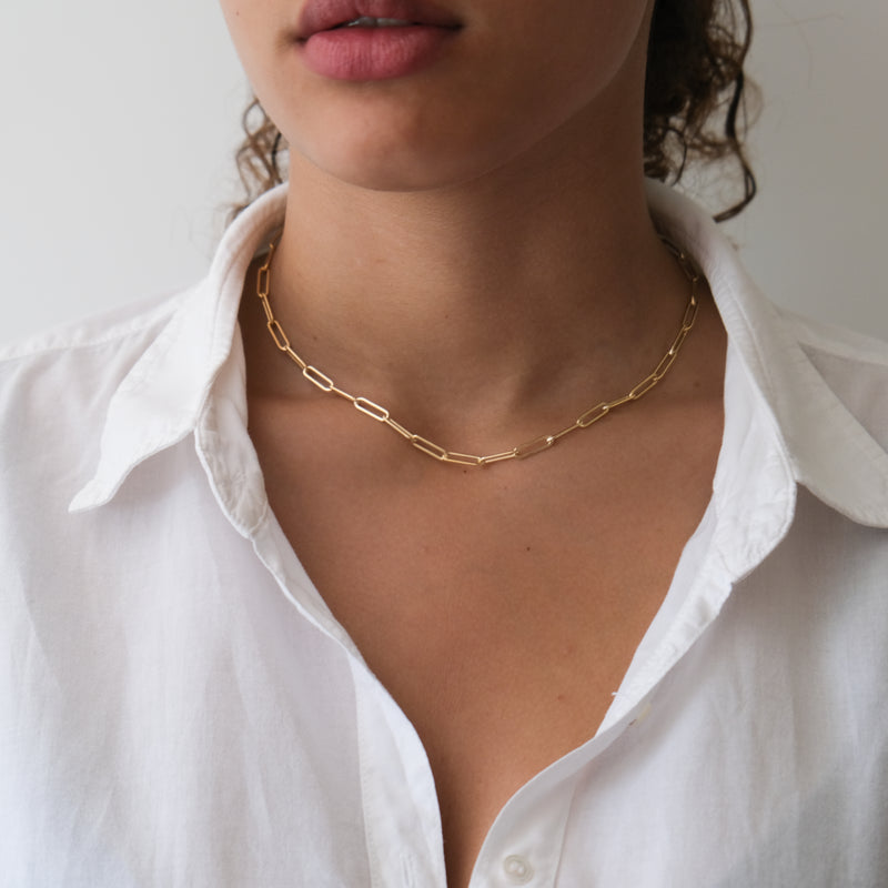 FINE JEWELRY 24K Gold 18 Inch Paperclip Chain Necklace | Plaza Las Americas