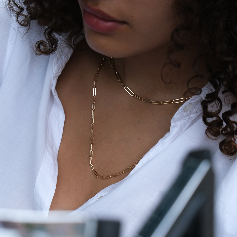 Luna Skye Diamond Lock Paperclip Necklace | Anthropologie