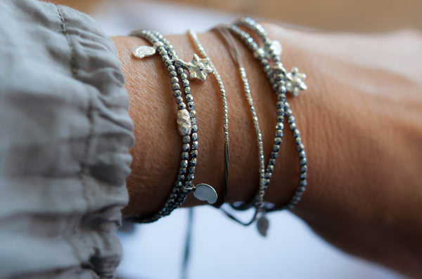 Silver Hematite double wrap bracelet - Vivien Frank Designs