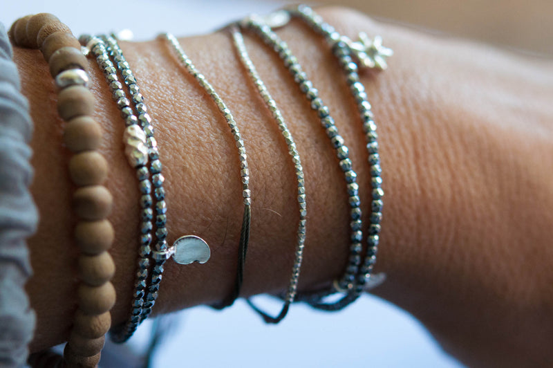 Silver Hematite double wrap bracelet - Vivien Frank Designs