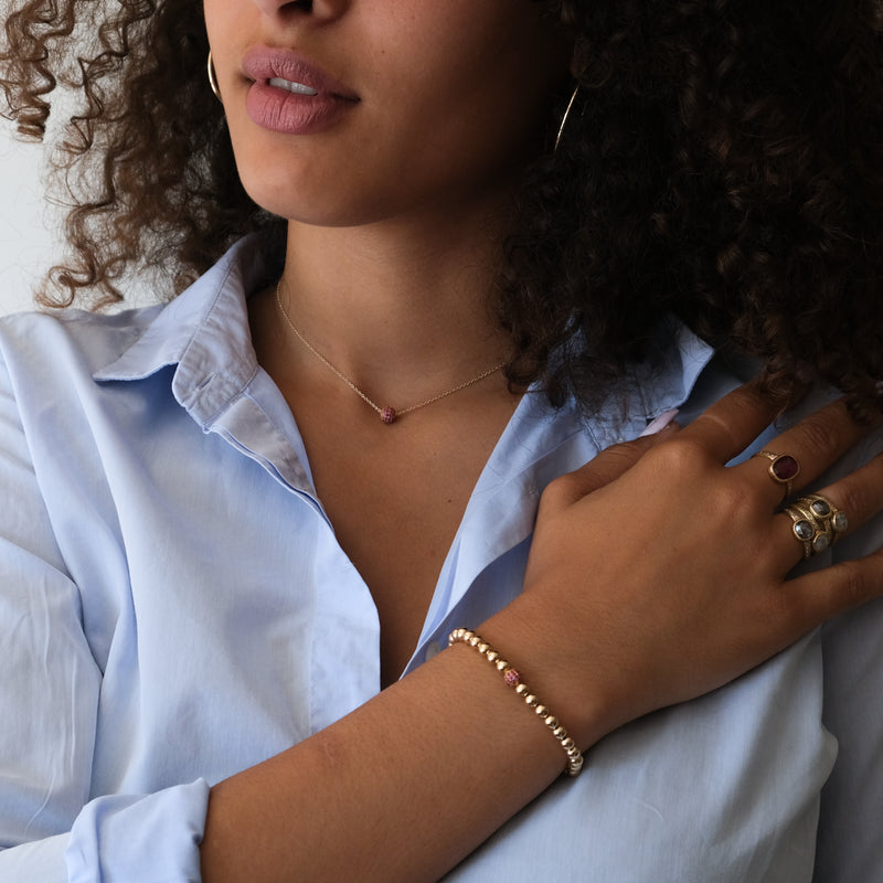 Ruby Ball Bracelet in 14k