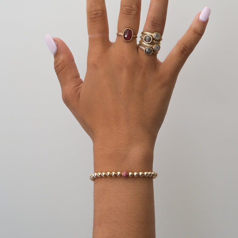 Ruby Ball Bracelet in 14k