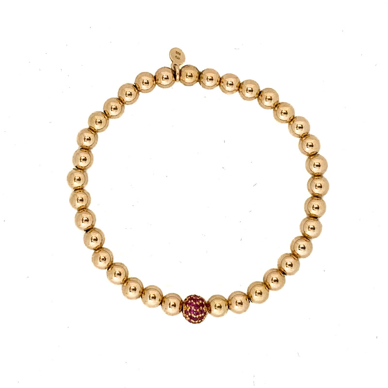 Ruby Ball Bracelet in 14k