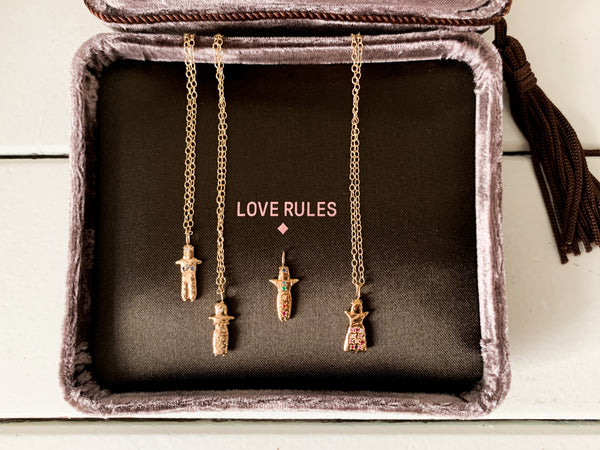 Worry Doll gemstone pendant Necklaces