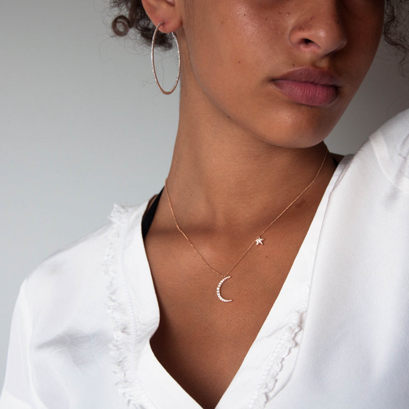 Diamond Moon and Star Necklace : Professional Jewelers
