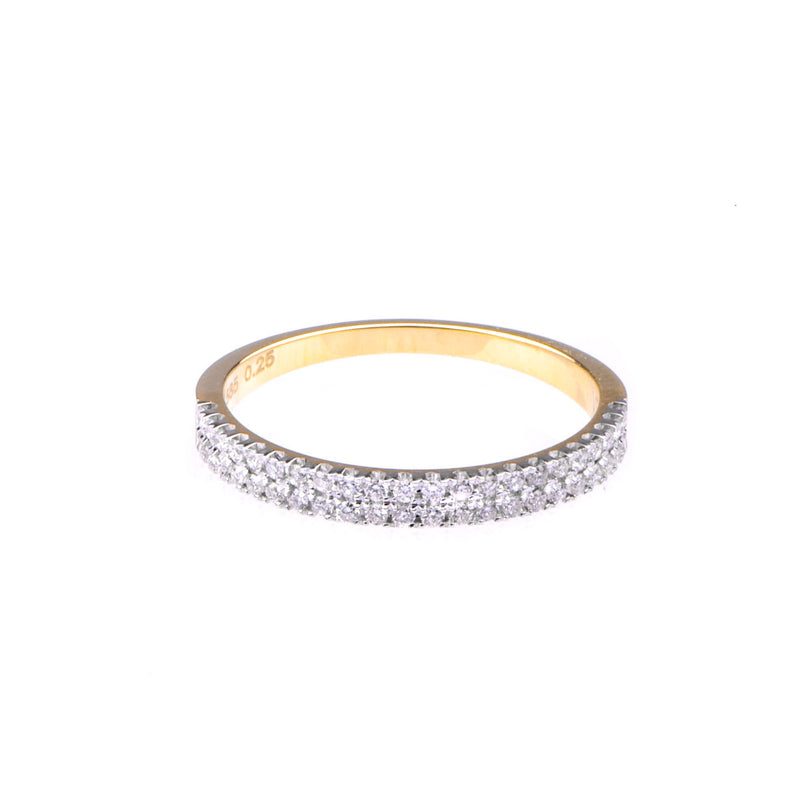 Diamond Double cigar ring in 14k Yellow Gold - Vivien Frank Designs