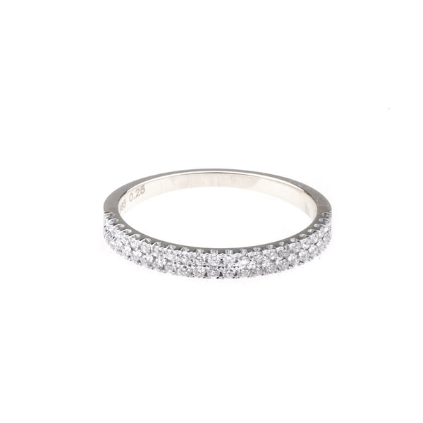 Diamond Double cigar ring in 14k White Gold - Vivien Frank Designs
