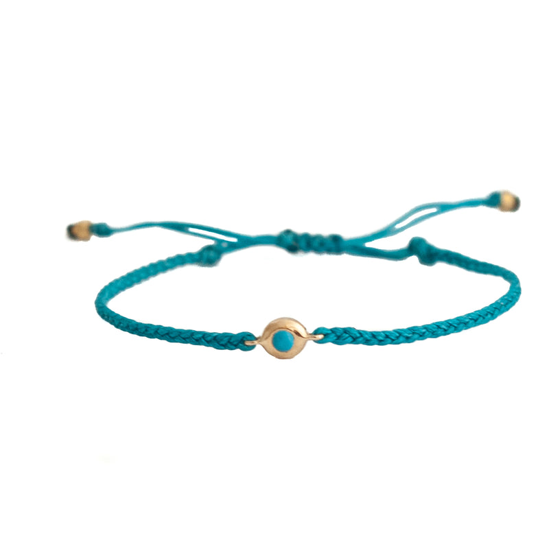 Turquoise bezeled friendship bracelet - Vivien Frank Designs