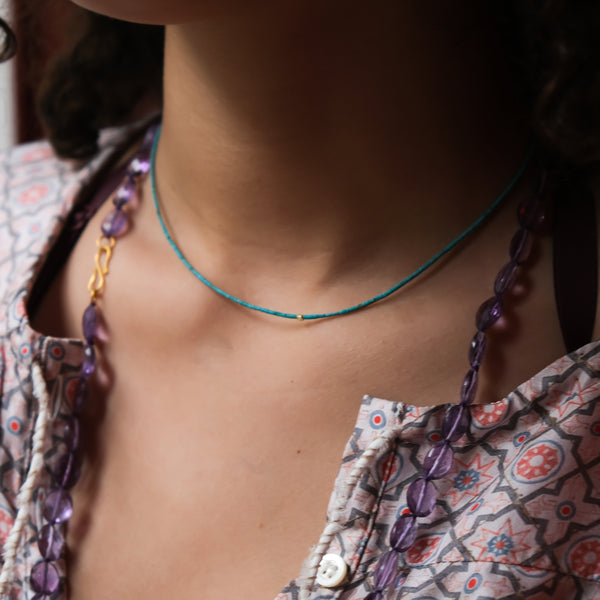 Turquoise delicate 14k gold necklace