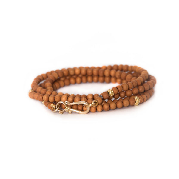 Beaded Sandalwood Wrap Bracelet - Vivien Frank Designs