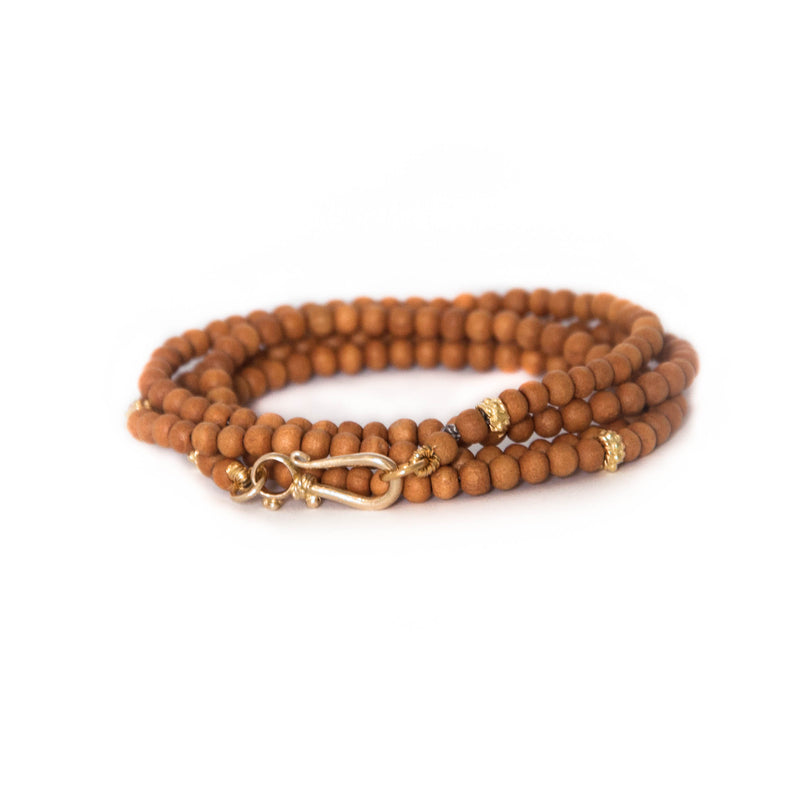 Beaded Sandalwood Wrap Bracelet - Vivien Frank Designs