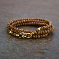 Beaded Sandalwood Wrap Bracelet - Vivien Frank Designs
