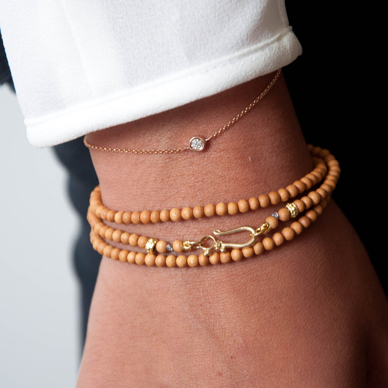 Beaded Sandalwood Wrap Bracelet - Vivien Frank Designs